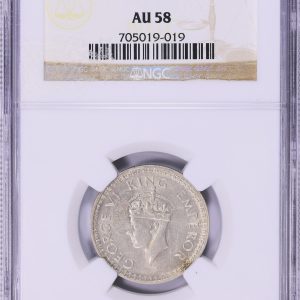 India 1944-L Silver 1/2 Rupee KM-552 NGC AU-58