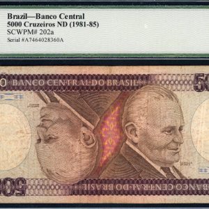 Brazil ND (1981-85) 5,000 Cruzeiros Banco Central Note SCWPM-202a Legacy Very Fine 20