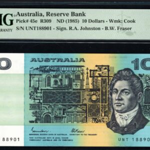 Australia ND (1985) $10 Reserve Bank Note SCWPM-45e Johnston / Fraser PMG Gem Uncirculated 65 EPQ
